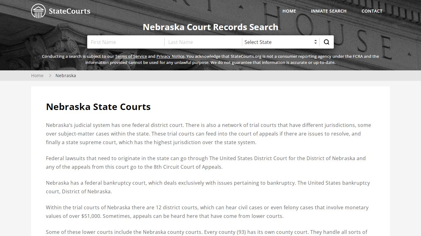 Nebraska Court Records - NE State Courts